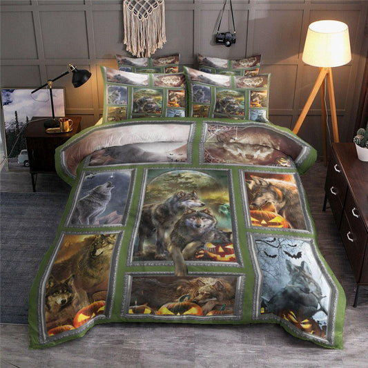 Personalized 3-piece Duvet Cover Bedding Set 3D Halloween Wolf HN1501002B Bedding Sets