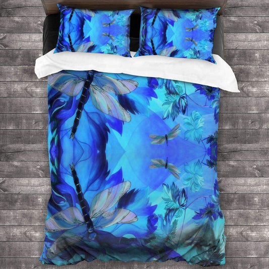 Personalized 3-piece Duvet Cover Bedding Set Blue Dragonfly CLG1601011B Bedding Sets