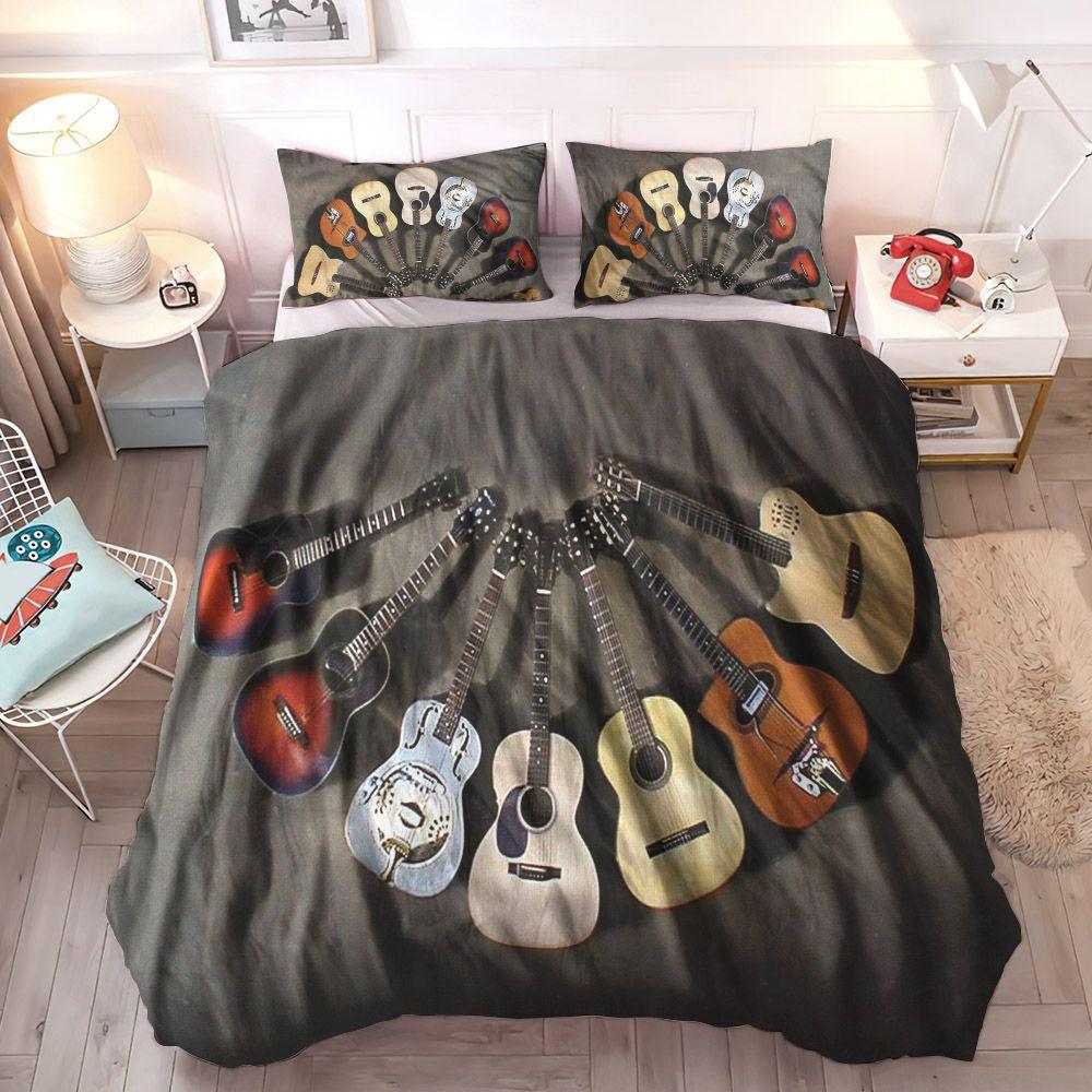 Bass Guitar Cozy Bedding Set, Acoustic Guitar Soft Duvet Cover Set, Guitar Bedding Sets, Gifts for Guitar