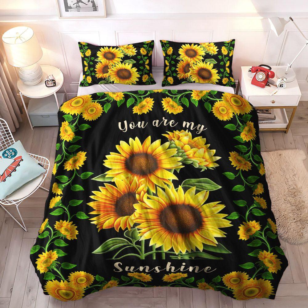 Helianthus Soft Duvet Cover Set, Flower Cozy Bedding Set, Sunflower Queen Size Bedding Set, Sunflower Bedding Set, Gifts for Sunflower