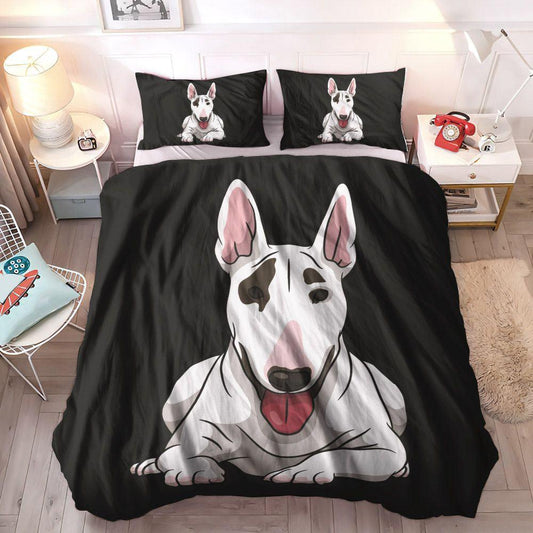 Bull Terrier Puppy King Size Bedding Set, Bull Terrier Bed Sheets Spread Comforter Duvet Cover Bedding Sets, Gifts for Bull Terrier