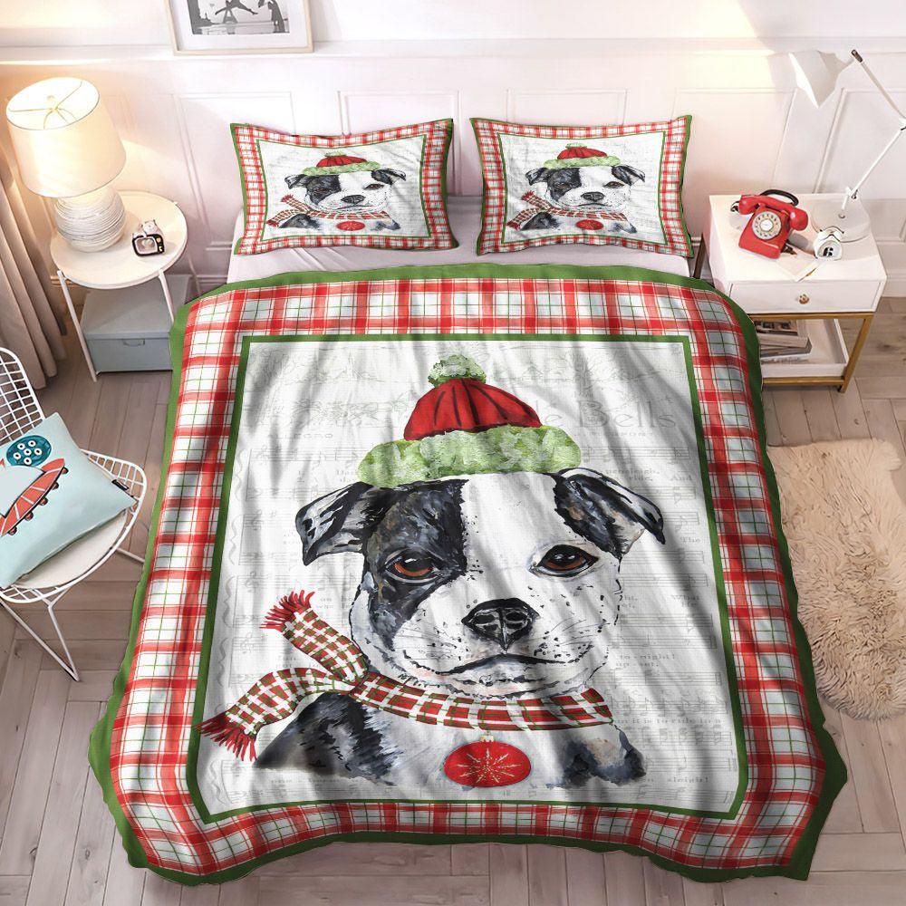 Merry Christmas Cozy Bedding Set, Cute Dogs Soft Duvet Cover Set, Puppy King Size Bedding Set, Christmas Dog Bedding Sets, Gifts for Christmas