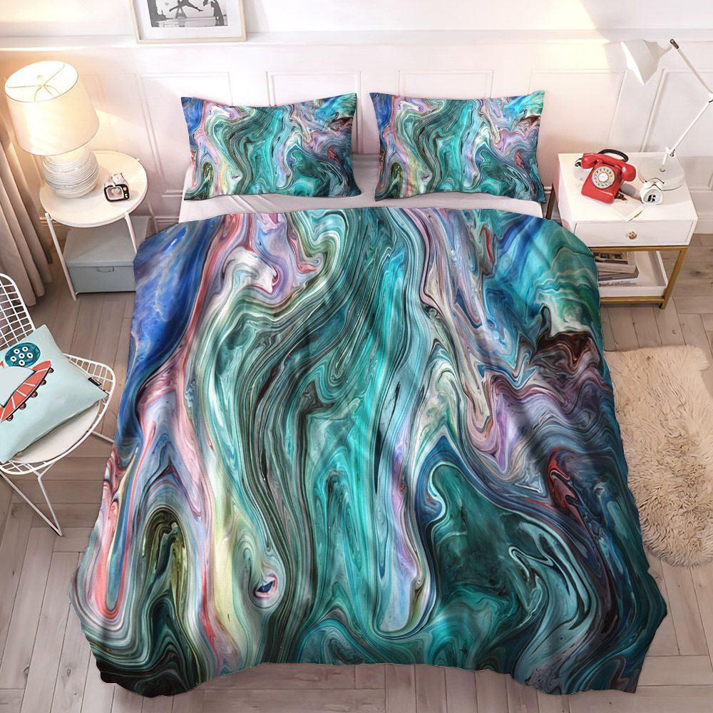 Bohemian King Size Bedding Set, Hippie Bedding Set, Retro Soft Duvet Cover Set, Blue Boho Frankie Bedding Set, Gifts for Boho