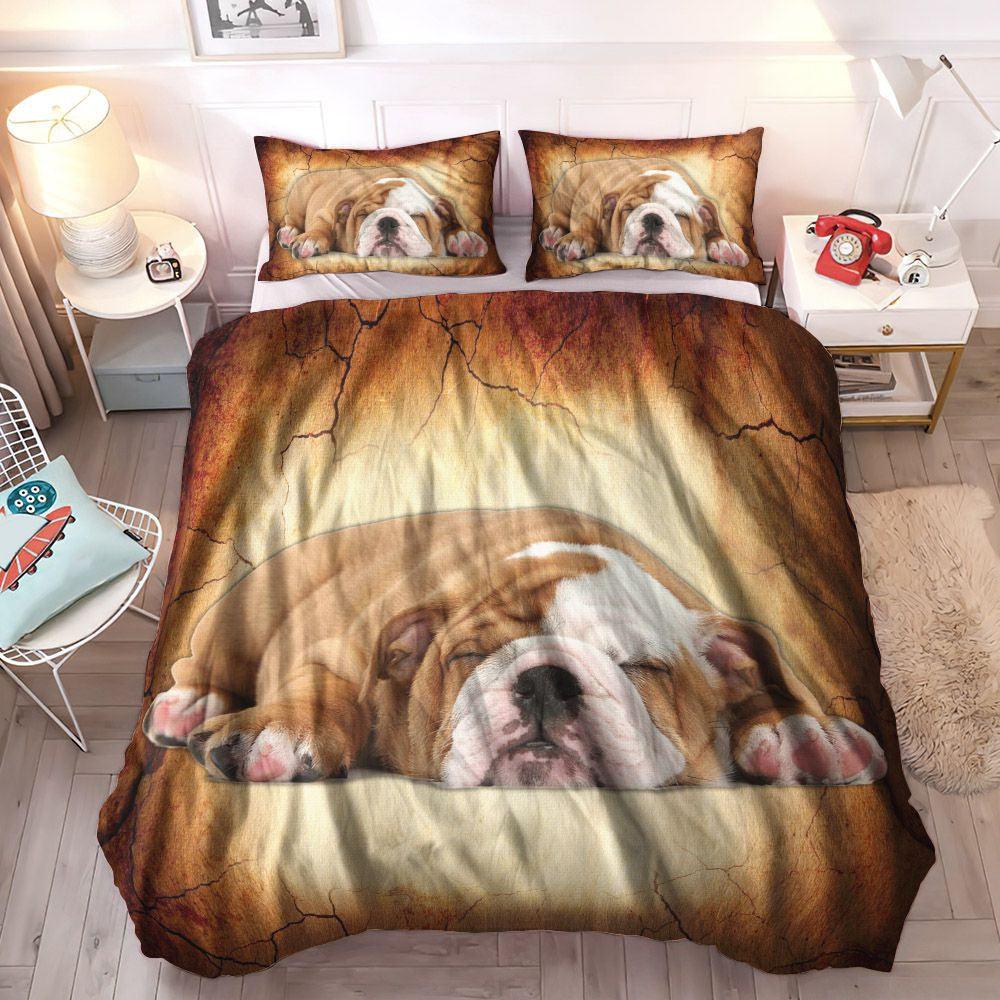 Bulldog Queen Size Bedding Set, English Cozy Bedding Set, Bulldog Puppy Soft Duvet Cover Set, Bulldog English Bedding Set, Gifts for Bulldog