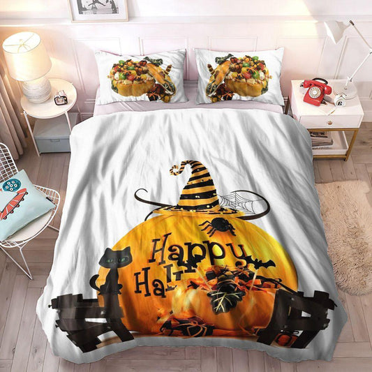 Personalized 3-piece Duvet Cover Bedding Set Dried Candy Bedding Set, Candy Queen Size Bedding Set, 3D Halloween Candy Pumpkin Bedding Set, Gifts for Pumpkin
