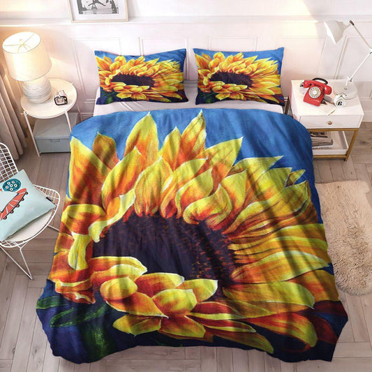 Flower Queen Size Bedding Set, Sunflower Soft Duvet Cover Set, Helianthus Bedding Set, Sunflower Bedding Set, Gifts for Sunflower