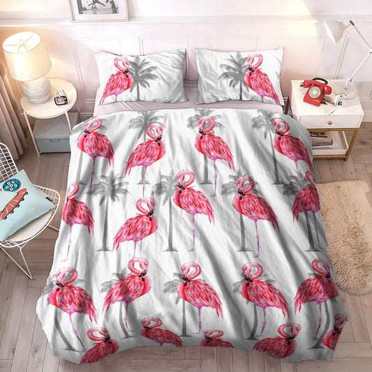 Bird Lover Queen Size Bedding Set, Flamingo Lover Soft Duvet Cover Set, Pink Bedding Set, Flamingo Bedding Sets, Gifts for Flamingo