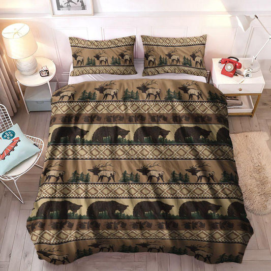 Giant Bear Cozy Bedding Set, Bear Queen Size Bedding Set, Grizzly Bear Soft Duvet Cover Set, Rustic Moose Bear Bedding Set, Gifts for Moose