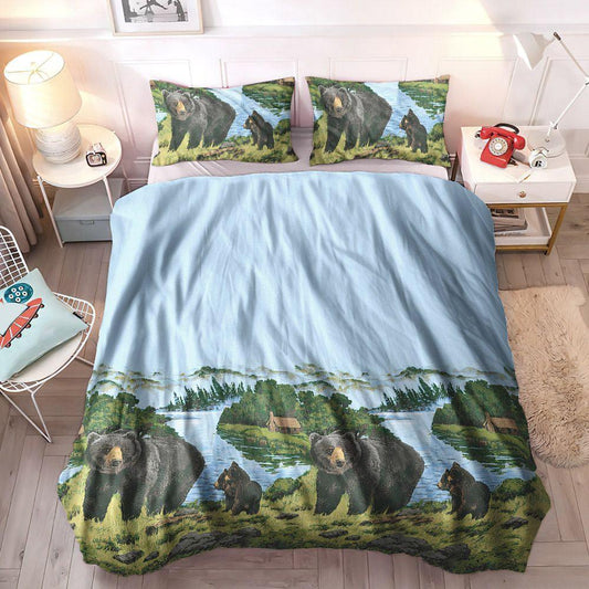 Giant Bear King Size Bedding Set, Grizzly Bear Queen Size Bedding Set, Bear Soft Duvet Cover Set, Black Bear Bedding Sets, Gifts for Black