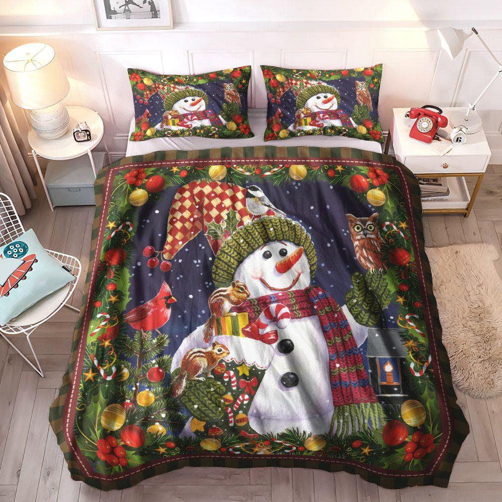 Personalized 3-piece Duvet Cover Bedding Set Christmas Queen Size Bedding Set, Christmas Cozy Bedding Set, Snowman Bedding Set, Christmas Bedding Sets, Gifts for Christmas