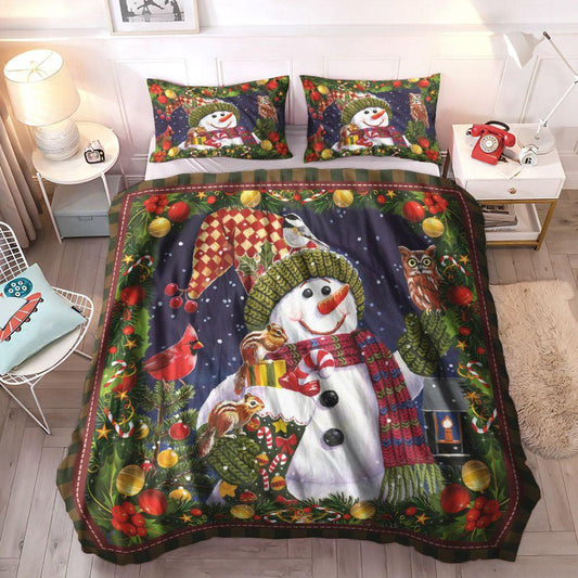 Personalized 3-piece Duvet Cover Bedding Set Christmas Queen Size Bedding Set, Christmas Cozy Bedding Set, Snowman Bedding Set, Christmas Bedding Sets, Gifts for Christmas