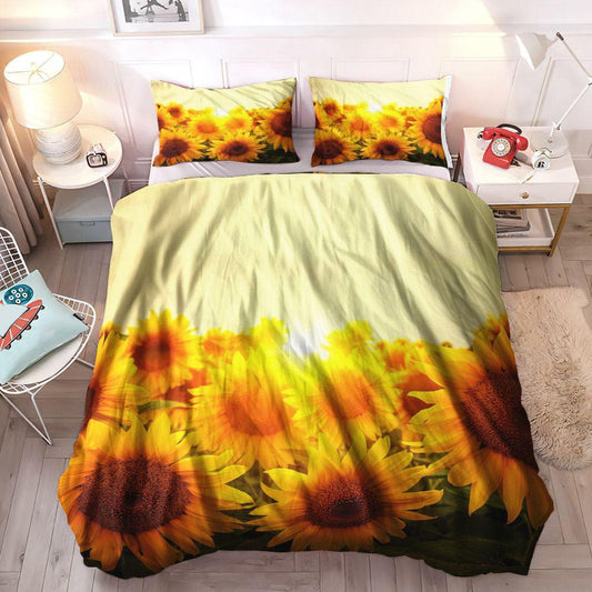 Personalized 3-piece Duvet Cover Bedding Set Helianthus Cozy Bedding Set, Sunflower King Size Bedding Set, Flower Bedding Set, Sunflowers Bedding Sets, Gifts for Sunflower