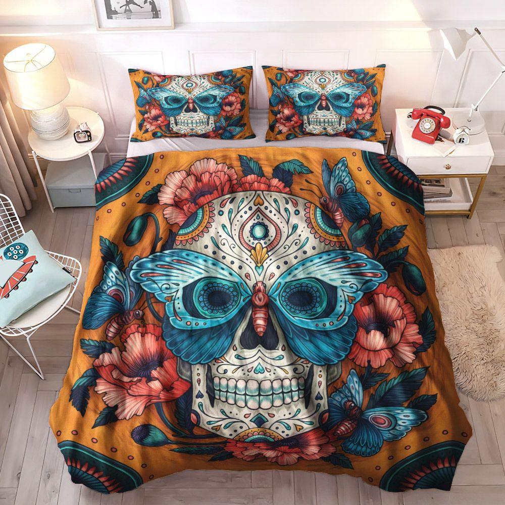 Bone Bedding Set, Skull Soft Duvet Cover Set, Skeleton King Size Bedding Set, Skull Bedding Sets, Gifts for Skull