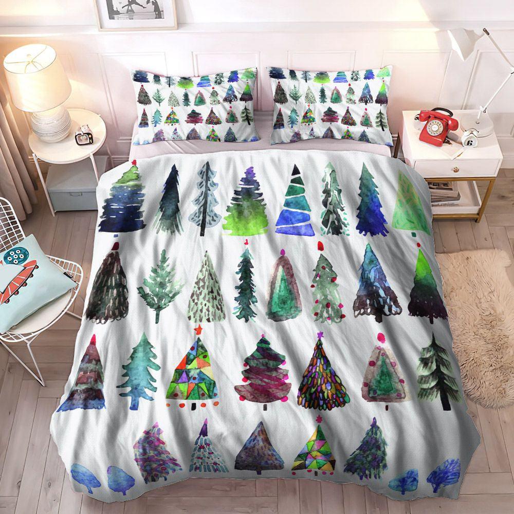 Personalized 3-piece Duvet Cover Bedding Set Tree Lover Queen Size Bedding Set, Plants Lover Gift Cozy Bedding Set, Christmas Tree Bedding Set, Gifts for Christmas
