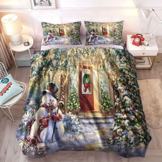 Personalized 3-piece Duvet Cover Bedding Set Snowman King Size Bedding Set, Merry Christmas Queen Size Bedding Set, Christmas Cozy Bedding Set, Happy Christmas Bedding Set, Gifts for Christmas