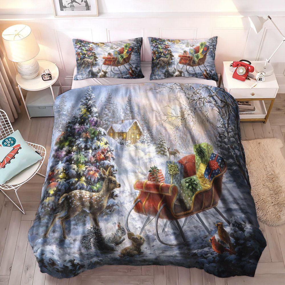 Christmas Decoration Cozy Bedding Set, Merry Christmas King Size Bedding Set, Christmas Soft Duvet Cover Set, Christmas Bedding Sets, Gifts for Christmas
