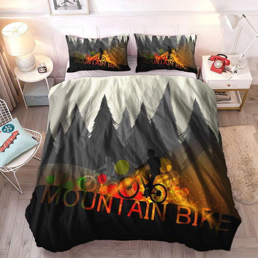 Bike Soft Duvet Cover Set, Mountain Cozy Bedding Set, Mountain Bike Bedding Set, Gifts for Mountain