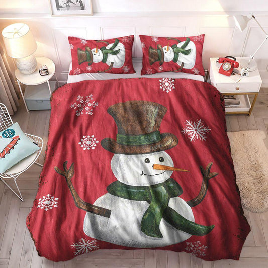 Funny Bed King Size Bedding Set, Bed Cover Cozy Bedding Set, Snowman Bed Sheets Spread Comforter Duvet Cover Bedding Sets, Gifts for Bed