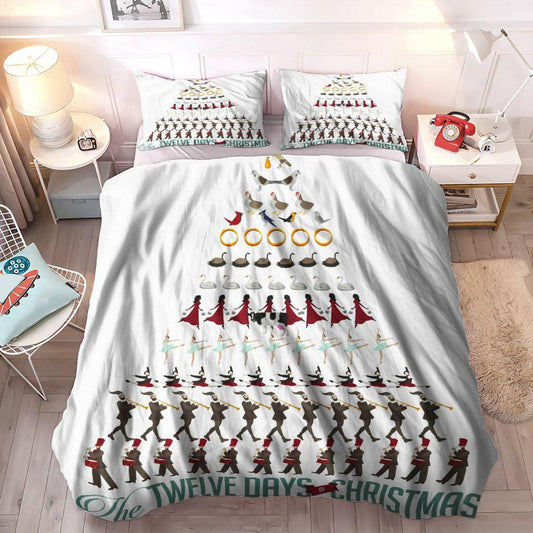 Merry Christmas Soft Duvet Cover Set, Christmas Cozy Bedding Set, Twelve Days Of Christmas Bedding Sets, Gifts for Christmas