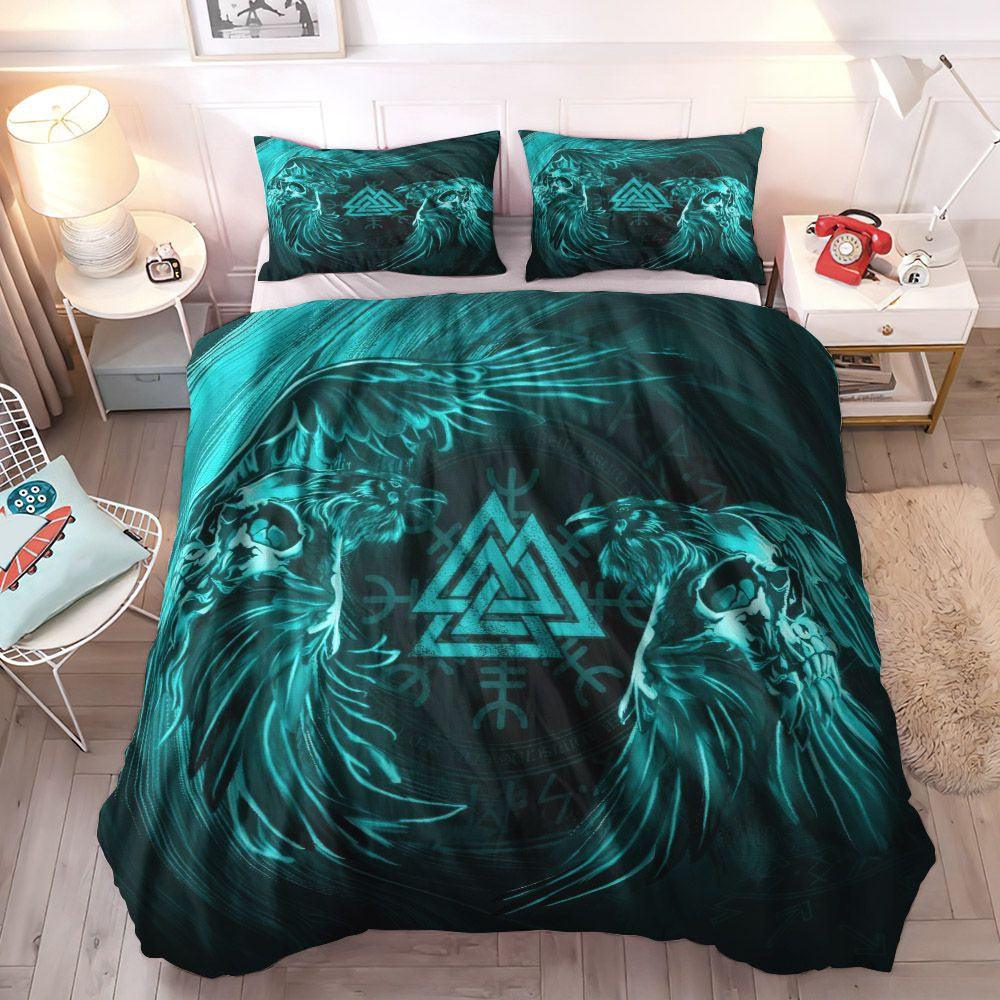 Crow Queen Size Bedding Set, Raven King Size Bedding Set, Viking God Soft Duvet Cover Set, Viking Raven Bedding Sets, Gifts for Viking
