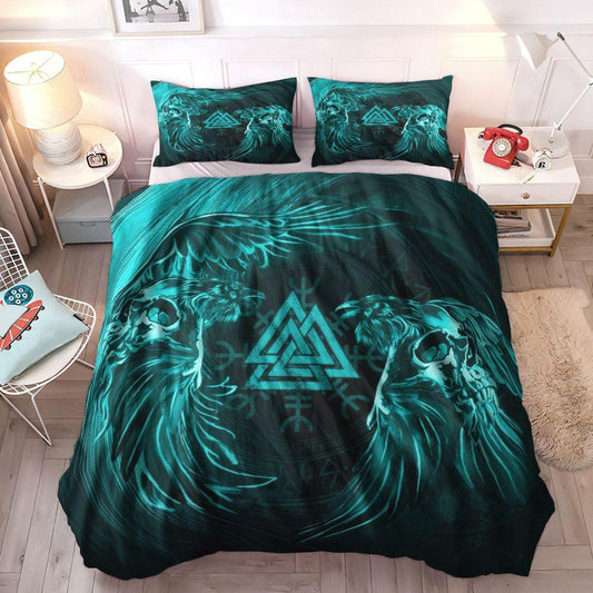 Crow Queen Size Bedding Set, Raven King Size Bedding Set, Viking God Soft Duvet Cover Set, Viking Raven Bedding Sets, Gifts for Viking