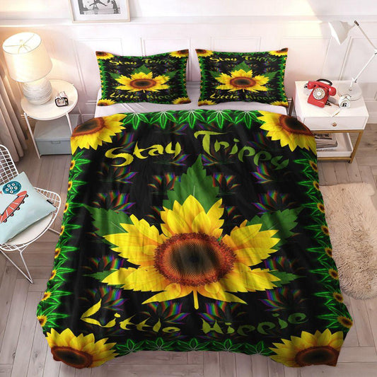 Personalized 3-piece Duvet Cover Bedding Set  Helianthus King Size Bedding Set, Hippie Sun And Moon Queen Size Bedding Set, Sunflowers Stay Trippy Little Hippie Bedding Set, Gifts for Hippie