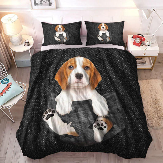 Beagle King Size Bedding Set, Beagle Dog Queen Size Bedding Set, Beagle Puppy Soft Duvet Cover Set, Beagle In Pocket Bedding Set, Gifts for Beagle