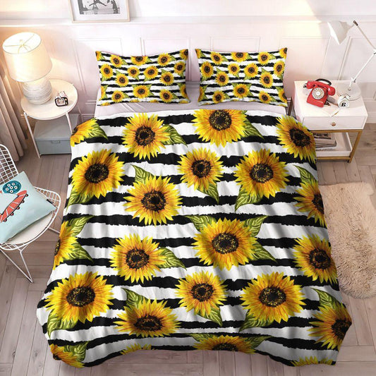 Sunflower Bed Sheets Spread Comforter Duvet Cover Bed Sheets Spread Comforter Duvet Cover Bedding Sets, Gifts for Sunflower