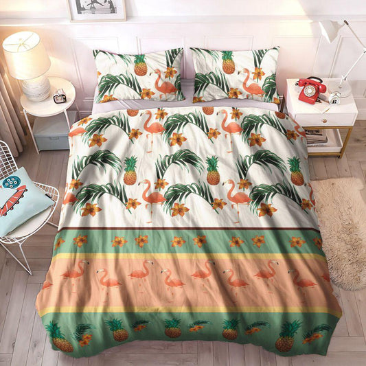 Flamingo Lover Soft Duvet Cover Set, Ocean Life King Size Bedding Set, Ocean Flamingo Bedding Sets, Gifts for Flamingo
