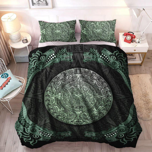 Aztec Culture Queen Size Bedding Set, Aztec Pattern King Size Bedding Set, Aztec Soft Duvet Cover Set, Mexico Aztec Bedding Set, Gifts for Aztec