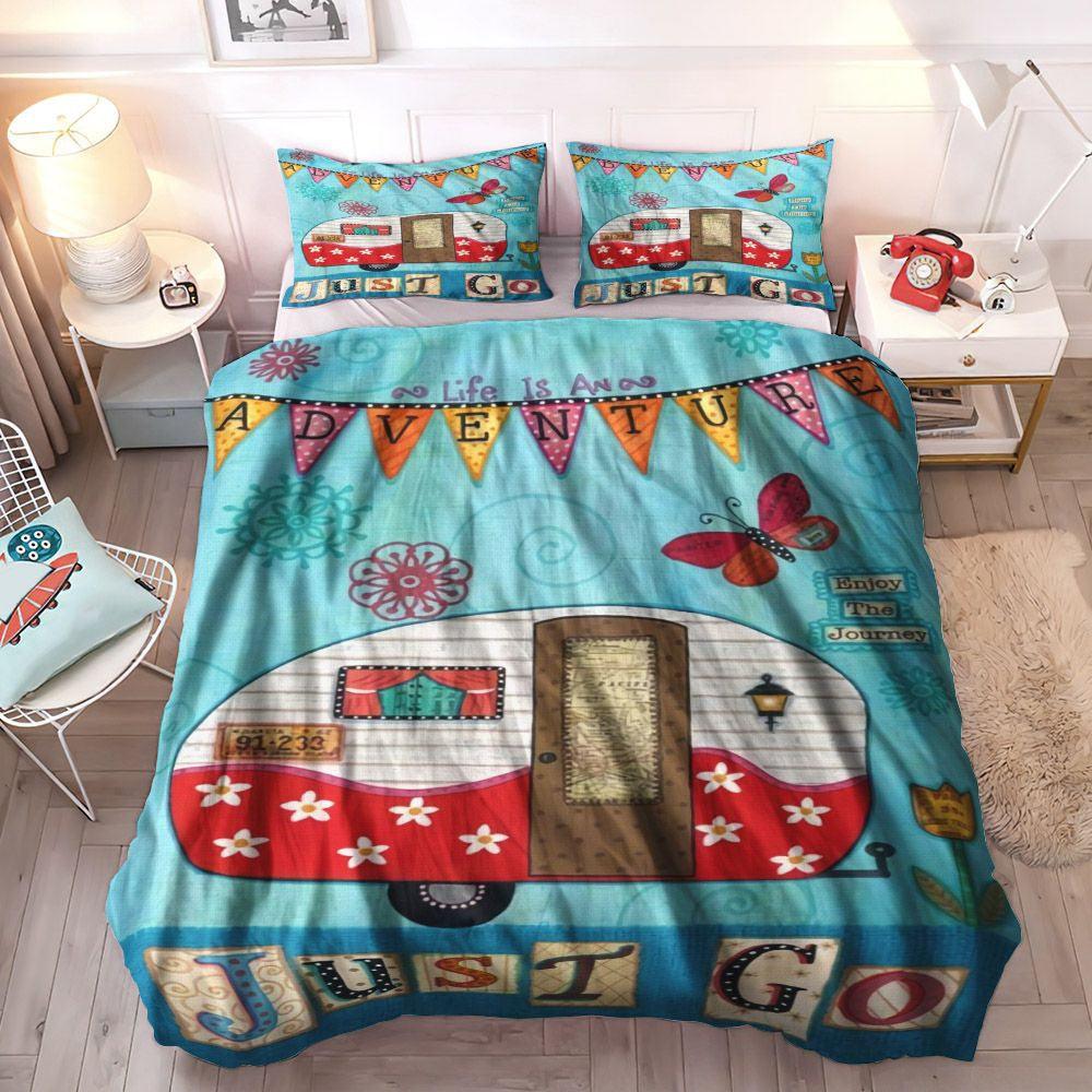 Camping Trip King Size Bedding Set, Camper Soft Duvet Cover Set, Camping Queen Size Bedding Set, Camper Bedding Set, Gifts for Camper