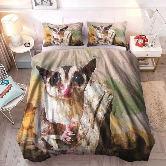 Glider Soft Duvet Cover Set, Sailplane Bedding Set, Sugar Queen Size Bedding Set, Sugar Glider Painting Bedding Set, Gifts for Glider