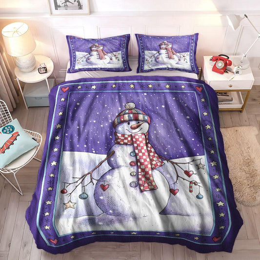 Personalized 3-piece Duvet Cover Bedding Set  Snowman Queen Size Bedding Set, Merry Christmas King Size Bedding Set, Christmas Snowman Bedding Sets, Gifts for Snowman