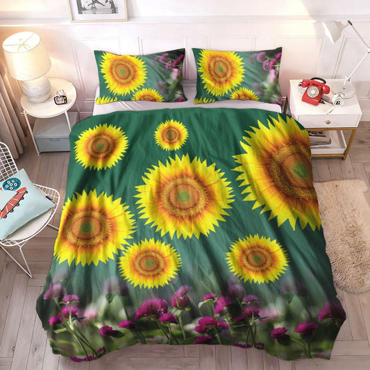 Helianthus Soft Duvet Cover Set, Sunflower Bedding Set, Flower Cozy Bedding Set, Sunflower Bedding Sets, Gifts for Sunflower