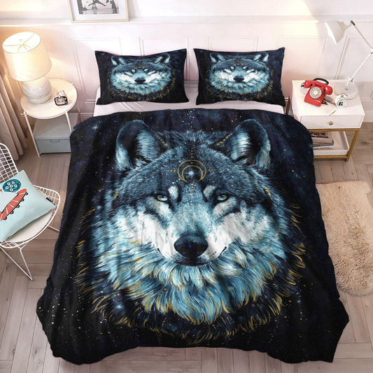 Canis Lupus Soft Duvet Cover Set, Grey Wolf Cozy Bedding Set, Scary King Size Bedding Set, Wolf Bedding Set, Gifts for Wolf
