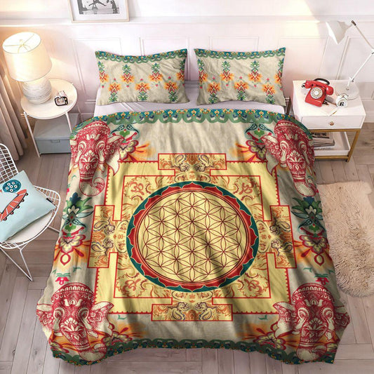 Bohemian Cozy Bedding Set, Dots Mandala Art Soft Duvet Cover Set, Bohemian Mandala Elephant Mandala Bedding Sets, Gifts for Bohemian