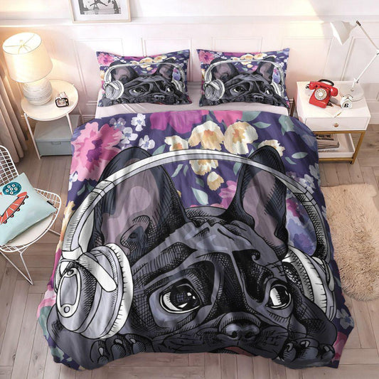 Bulldog Dog Cozy Bedding Set, Bulldog Soft Duvet Cover Set, Bulldog Puppy Bedding Set, Bulldog Bedding Sets, Gifts for Bulldog