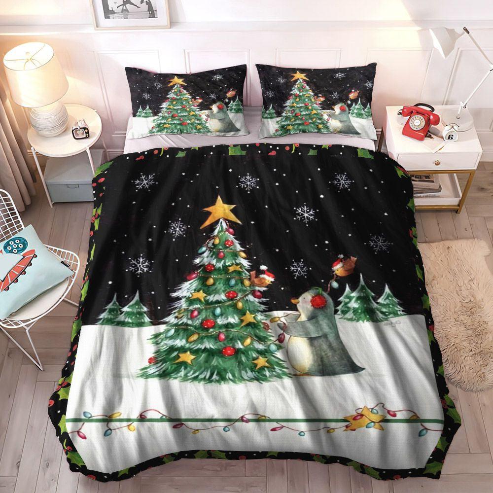 Christmas Cozy Bedding Set, Christmas Queen Size Bedding Set, Christmas Decoration Soft Duvet Cover Set, Penguin Christmas Bedding Sets, Gifts for Christmas