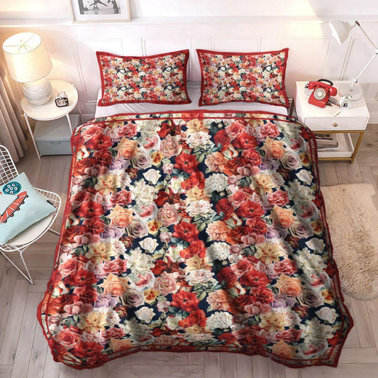 Boutique Bedding Set, Antique Soft Duvet Cover Set, Antique Vintage Wildflower Bedding Sets, Gifts for Antique