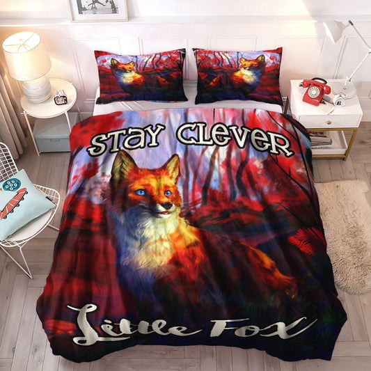 Fox Cozy Bedding Set, Fox Hunting Soft Duvet Cover Set, Fox Bedding Set, Gifts for Fox