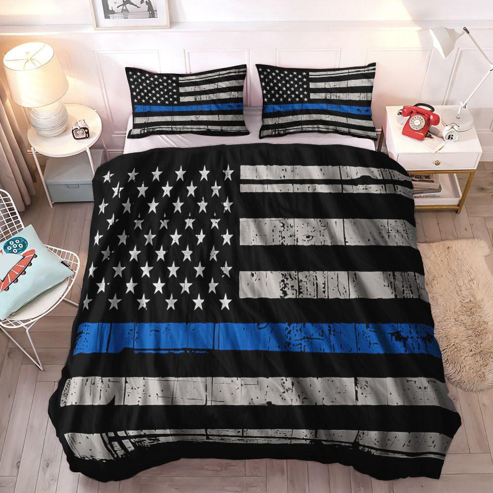 Bedding Set, Soft Duvet Cover Set, Queen Size Bedding Set, King Size Bedding Set, Cozy Bedding Set, Thin Blue Line Bedding Sets