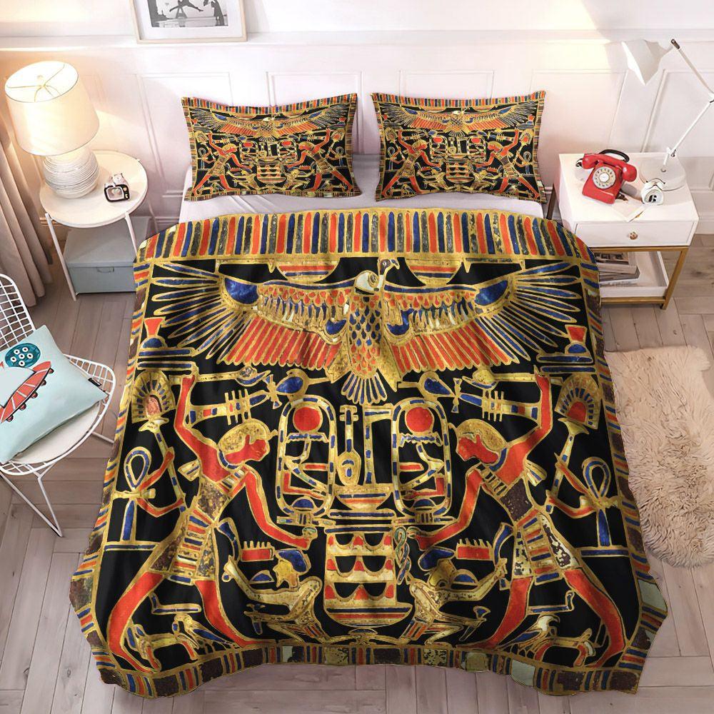 Ancient Egypt Lover Gift Cozy Bedding Set, Hieroglyphics Soft Duvet Cover Set, Egyptian Bedding Sets, Gifts for Egyptian