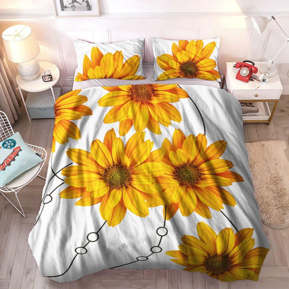 Bed Gift King Size Bedding Set, Sunflower Bed Sheets Spread Comforter Duvet Cover Bedding Sets, Gifts for Sunflower