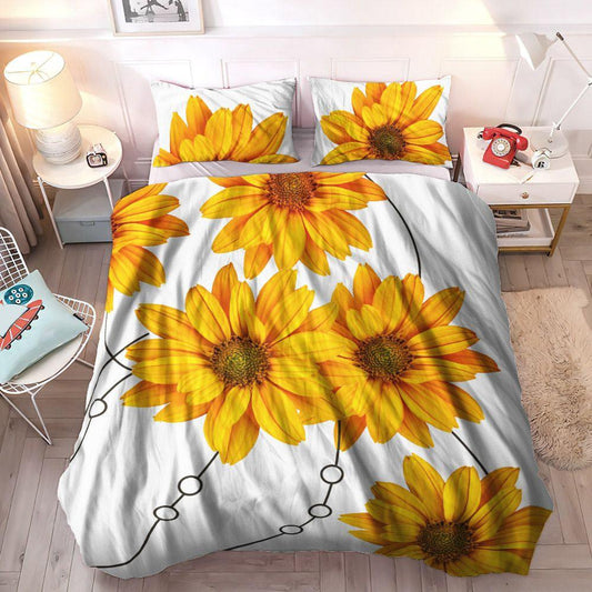 Bed Gift King Size Bedding Set, Sunflower Bed Sheets Spread Comforter Duvet Cover Bedding Sets, Gifts for Sunflower