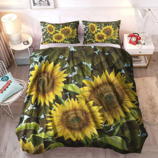 Personalized 3-piece Duvet Cover Bedding Set Flower Queen Size Bedding Set, Sunflower Bedding Set, Helianthus King Size Bedding Set, Sunflower Bedding Sets, Gifts for Sunflower