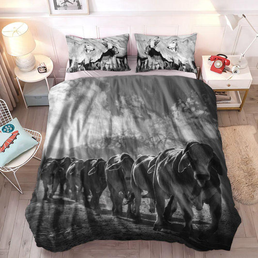 Funny Farm Soft Duvet Cover Set, Brahman Queen Size Bedding Set, Farming King Size Bedding Set, Brahman Cattle Bedding Set, Gifts for Cattle