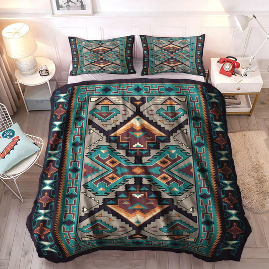America Gifts Soft Duvet Cover Set, Patriotic Queen Size Bedding Set, Blue Tribe Design Native American Bedding Sets, Gifts for Native