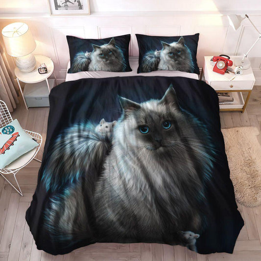 Black Cat Breed Soft Duvet Cover Set, Black Cat King Size Bedding Set, 3d Black Cat Bedding Sets, Gifts for Black Cat