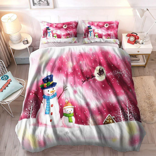 Snowman Soft Duvet Cover Set, Merry Christmas King Size Bedding Set, Christmas Snowman Bedding Set, Gifts for Christmas