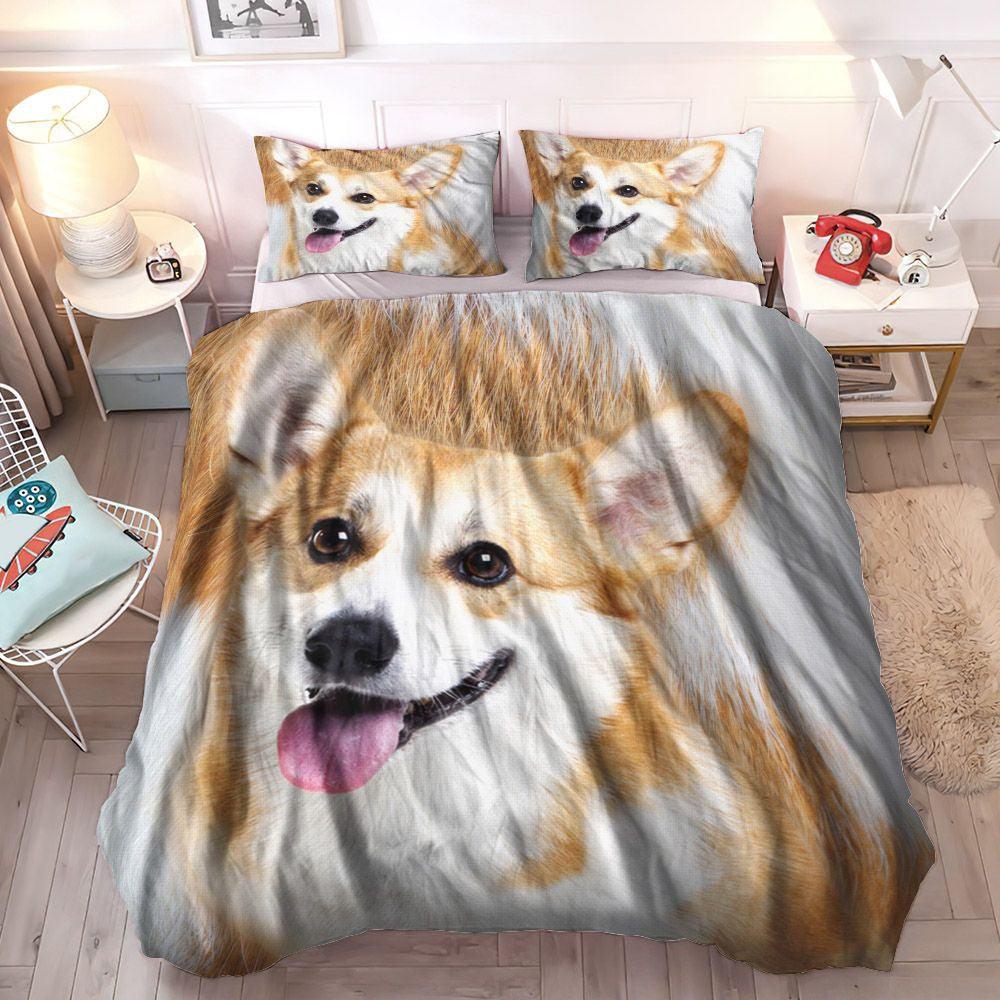 Animals Fur Cozy Bedding Set, Corgi Mix King Size Bedding Set, Fur Soft Duvet Cover Set, 3d Fur Corgi Bedding Sets, Gifts for Corgi